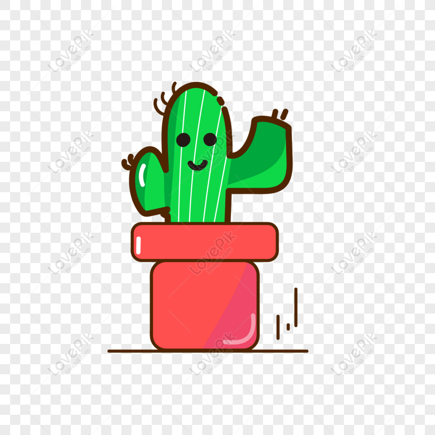 Free Mbe Style Cactus Potted Icon Cute Cartoon Illustration Element ...