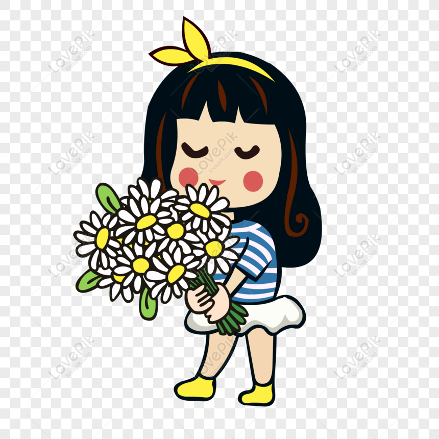 Free Character Elements Hand Drawn Cartoon Flowers And Teenagers PNG  Transparent PNG & AI image download - Lovepik
