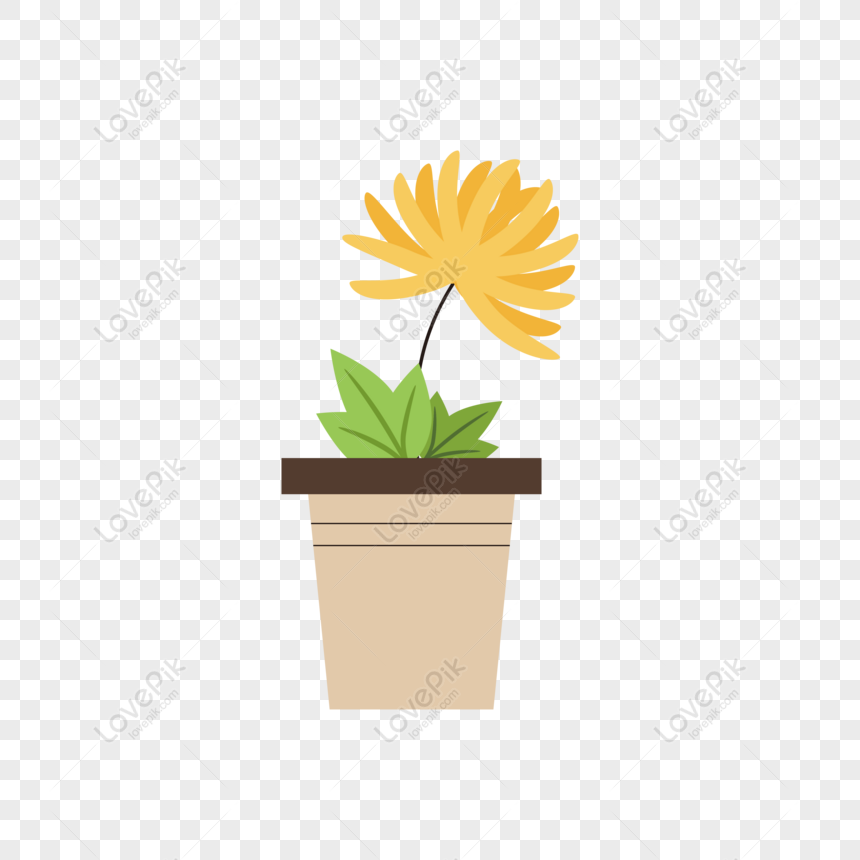 Free Yellow Hand Drawn Cartoon Flower Pots Can Be Commercial Elements PNG  Transparent Background PNG & AI image download - Lovepik