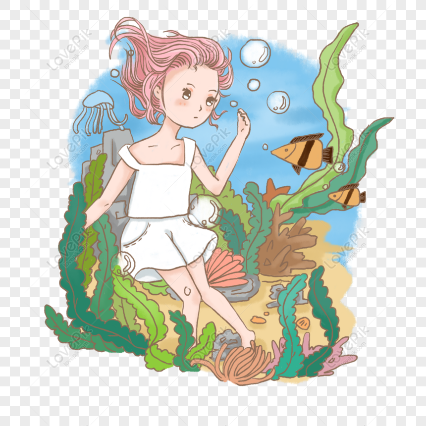 Free Fantasy Underwater Girl With Business Characters Cartoon Element PNG  Picture PNG & PSD image download - Lovepik