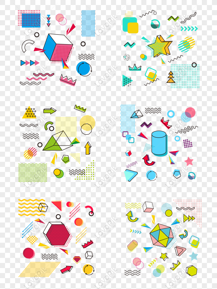 Free Candy Color Memphis Style Vector Geometric Ornamental Pattern Png Eps Image Download Lovepik