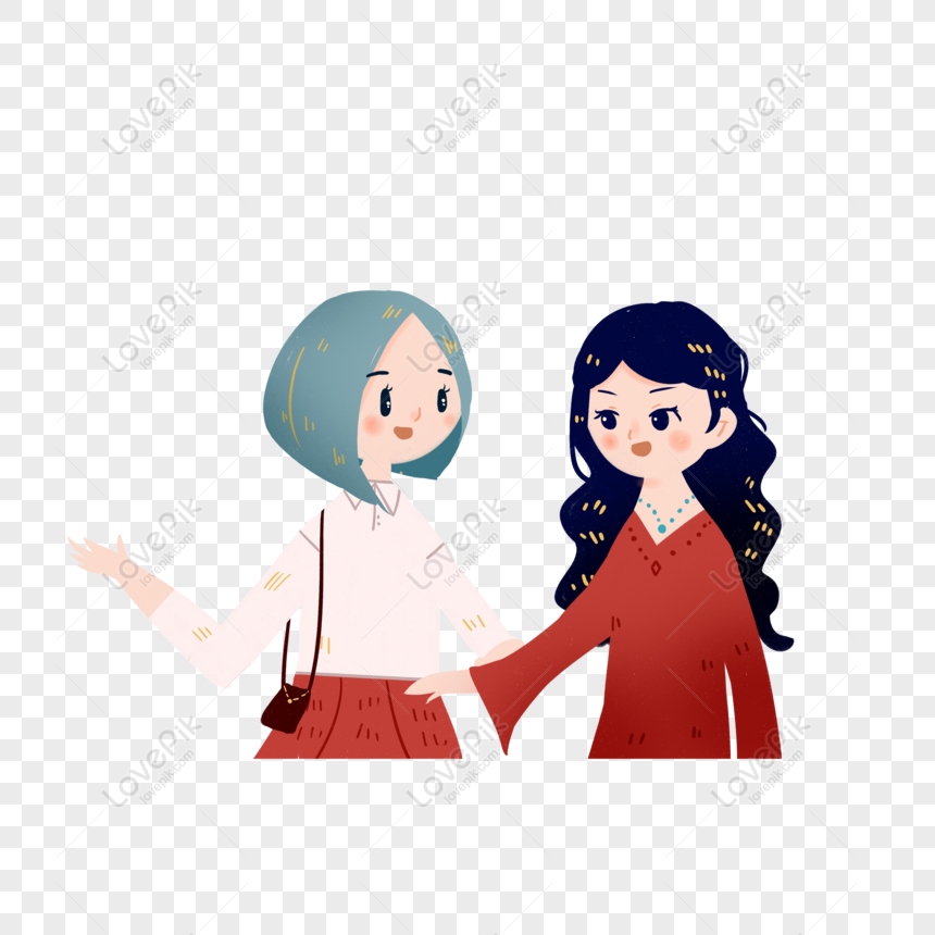 Free Hand Drawn Intimate Two Sisters Illustration Character Material PNG  Picture PNG & PSD image download - Lovepik