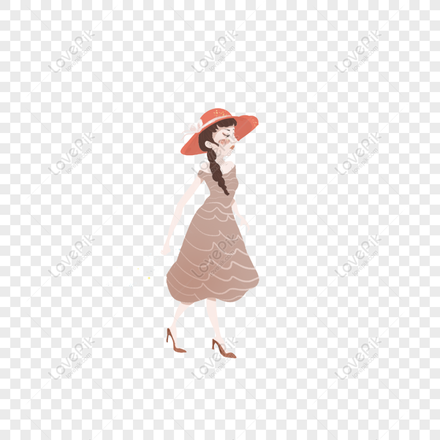 Free Small Fresh And Elegant Girl With Hat PNG White Transparent PNG ...