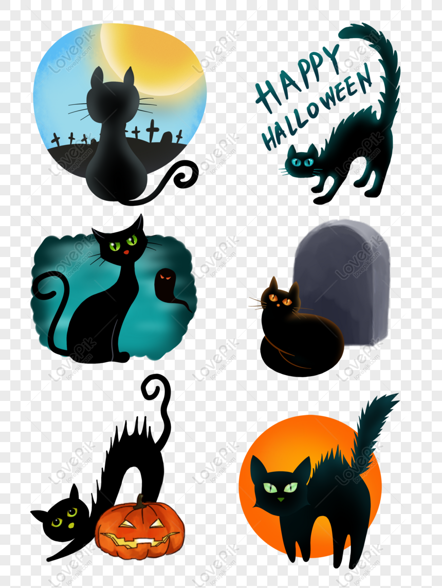 Free Halloween Black Cat Hand Drawn Cartoon Illustration With Commerc PNG  Free Download PNG & PSD image download - Lovepik