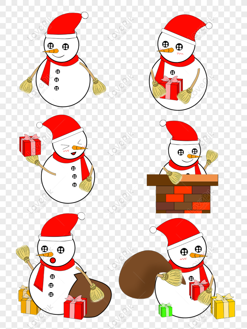 Free Christmas Snowman Cartoon Cute Commercial Set Illustration Png Psd Image Download Size 1024 1369 Px Id Lovepik