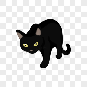 Free Halloween Hand Drawn Black Cat Cartoon Cute Horror Element ...