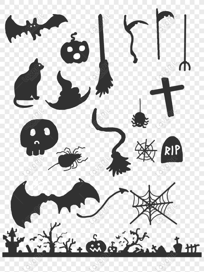 Hình ảnh Halloween Stick Vẽ Tay Halloween Hình Gói Vật Liệu ...