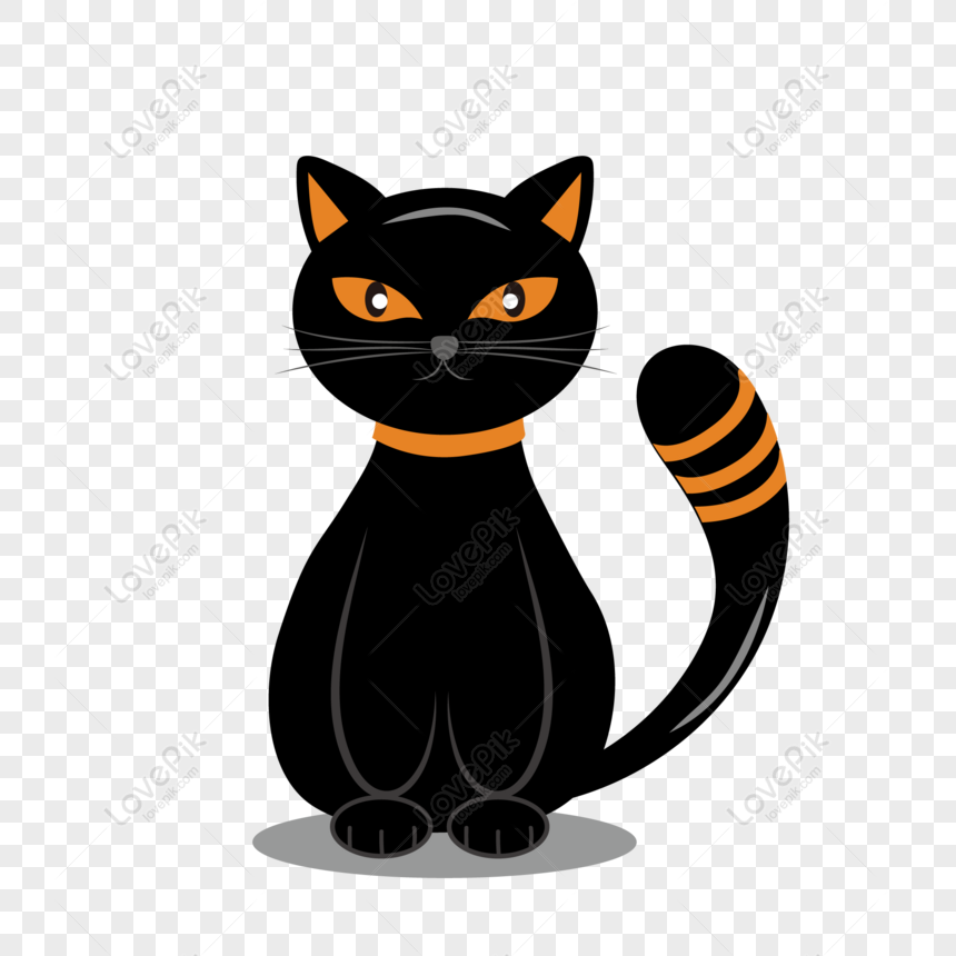  Gratis Dibujos Animados Lindo Halloween Divertido Gato Negro Ilustració PNG
