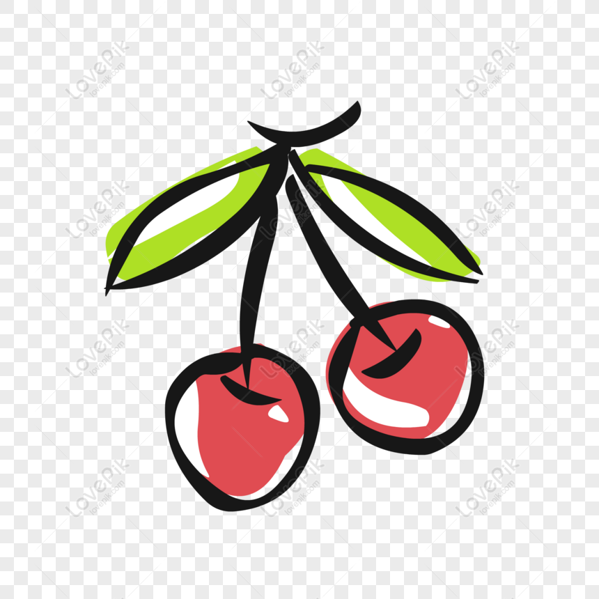 Free Food Elements Hand Drawn Cute Cartoon Fruit Cherries PNG Free Download  PNG & AI image download - Lovepik
