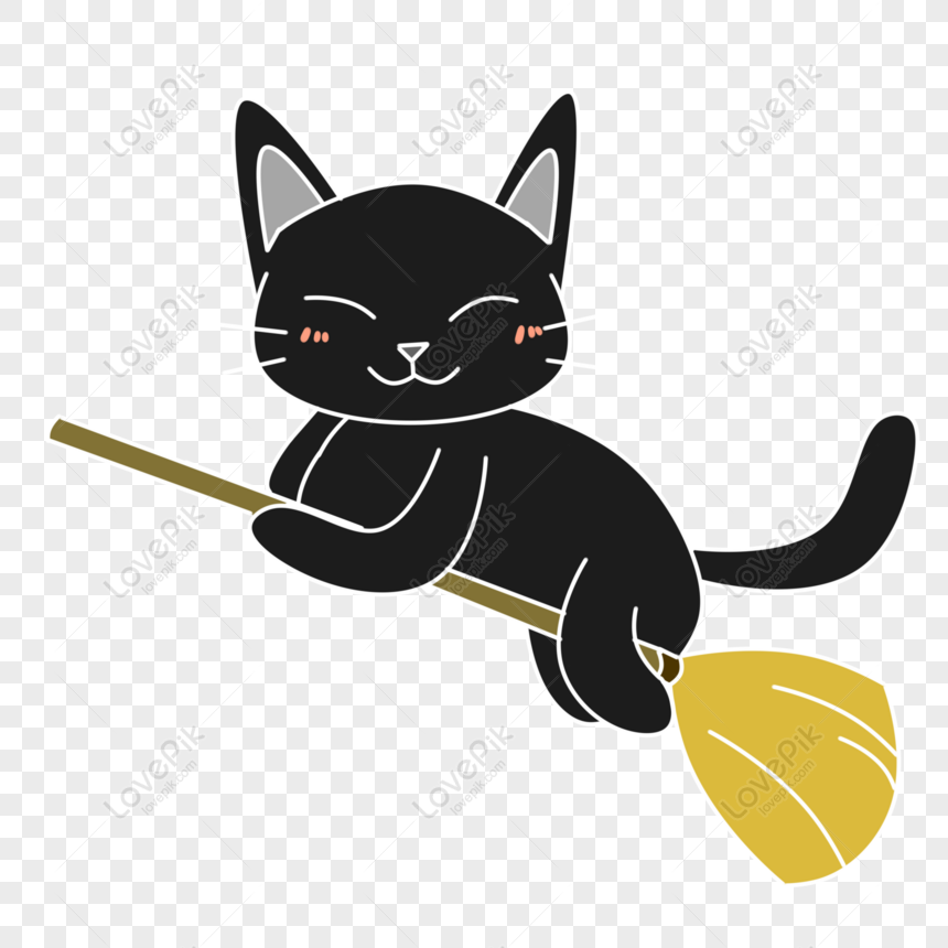 Free Original Cute Cartoon Fresh Halloween Black Cat Element PNG  Transparent Image PNG & PSD image download - Lovepik