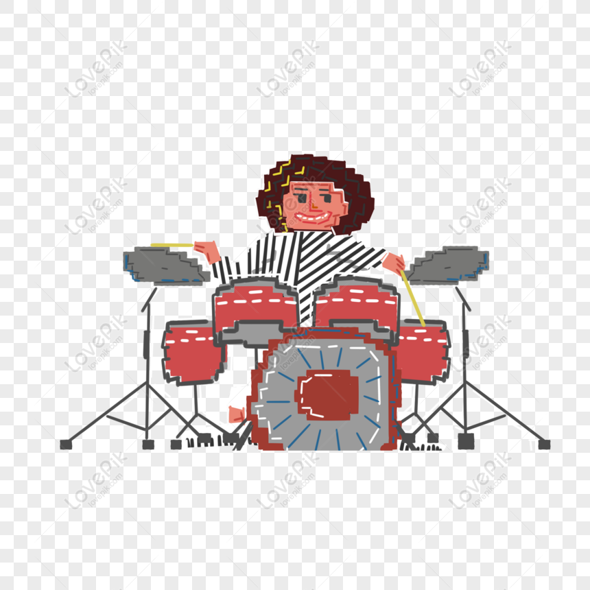 Free Cartoon Illustration Of A Teenager Playing Drums With Commercial PNG  Image PNG & PSD image download - Lovepik