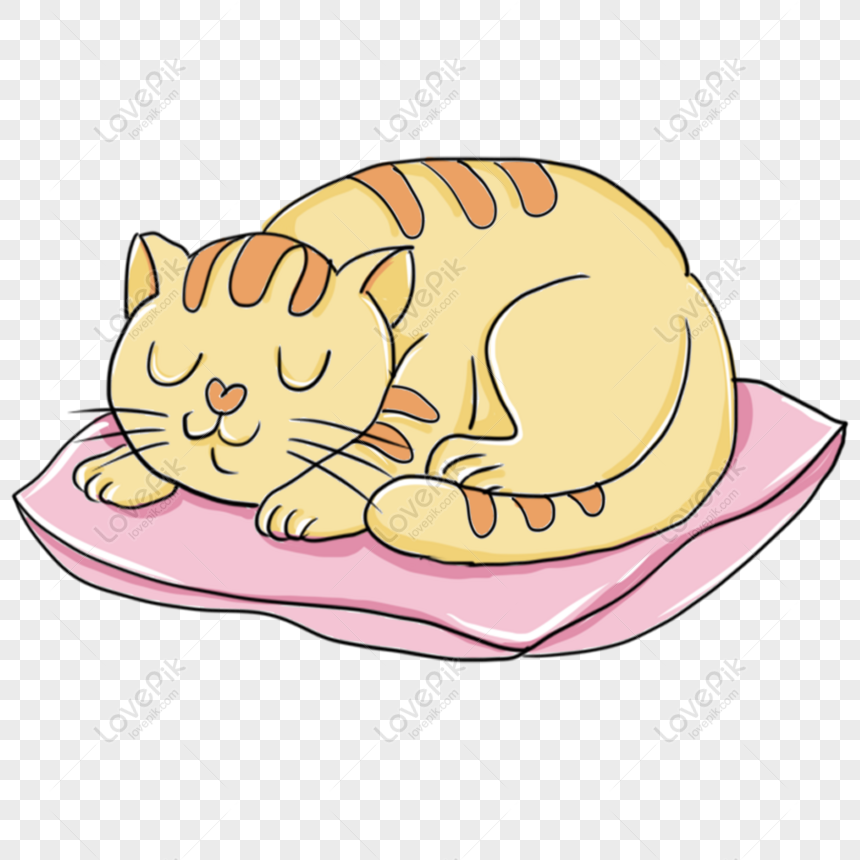 Free Cute Cat Squatting To Sleep Original Elements PNG Transparent ...