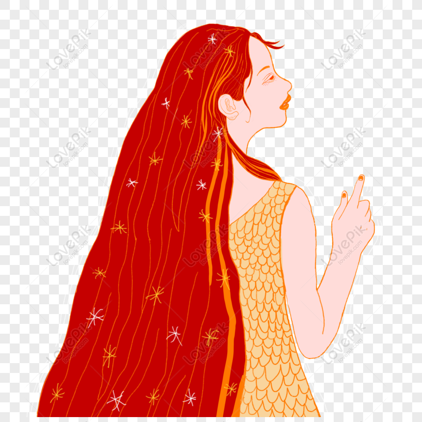 Long Haired Girl PNG Images, Cute Girls, Girl Illustration, Hand