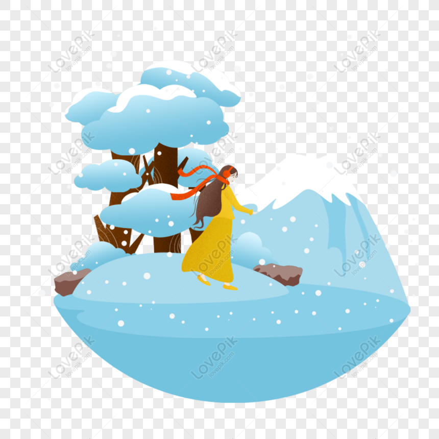 Free Hand Drawn Cartoon Blue Ice Snow World And Yellow Clothes Beauty PNG  Transparent Image PNG & PSD image download - Lovepik