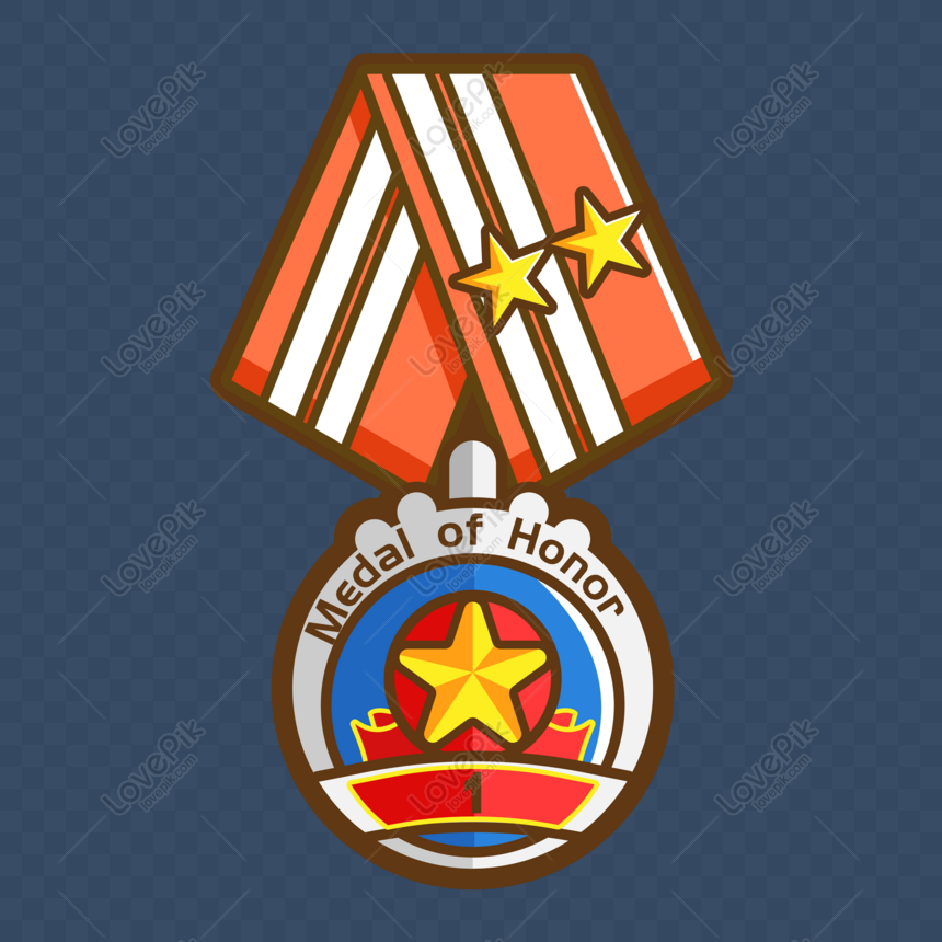 Gambar Vektor Asli Ai Kartun Honor Element Medal Material Medal PNG ...