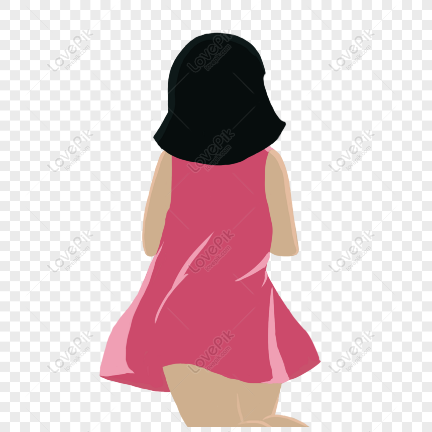 Free Hand Drawn Cartoon Short Hair Beauty Back View Vector Wearing Ro PNG  White Transparent PNG & PSD image download - Lovepik