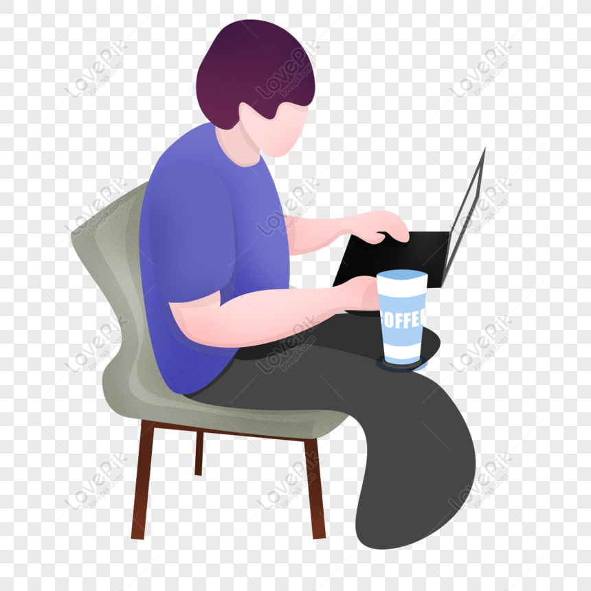 Free Hand Drawn Cartoon Man Working With Laptop Working Learning Game PNG  Image Free Download PNG & PSD image download - Lovepik
