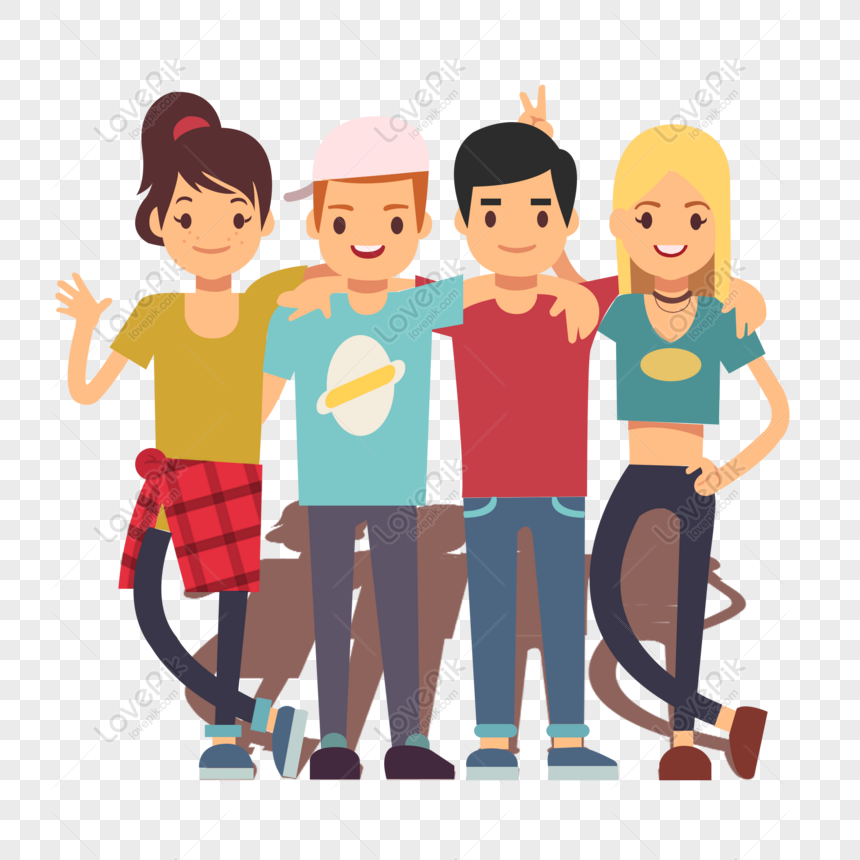 Free Hand Drawn Cartoon Summer Group Photo Taken For A Teenager PNG  Transparent PNG & PSD image download - Lovepik