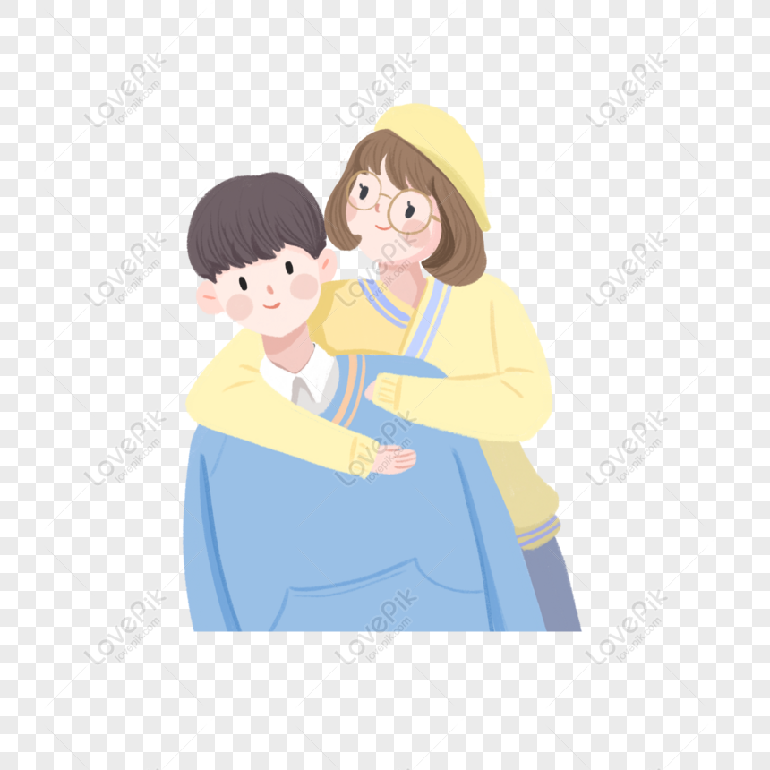 Free Girl Holding A Boys Neck Cartoon Couple Elements Png Psd Image Download Lovepik