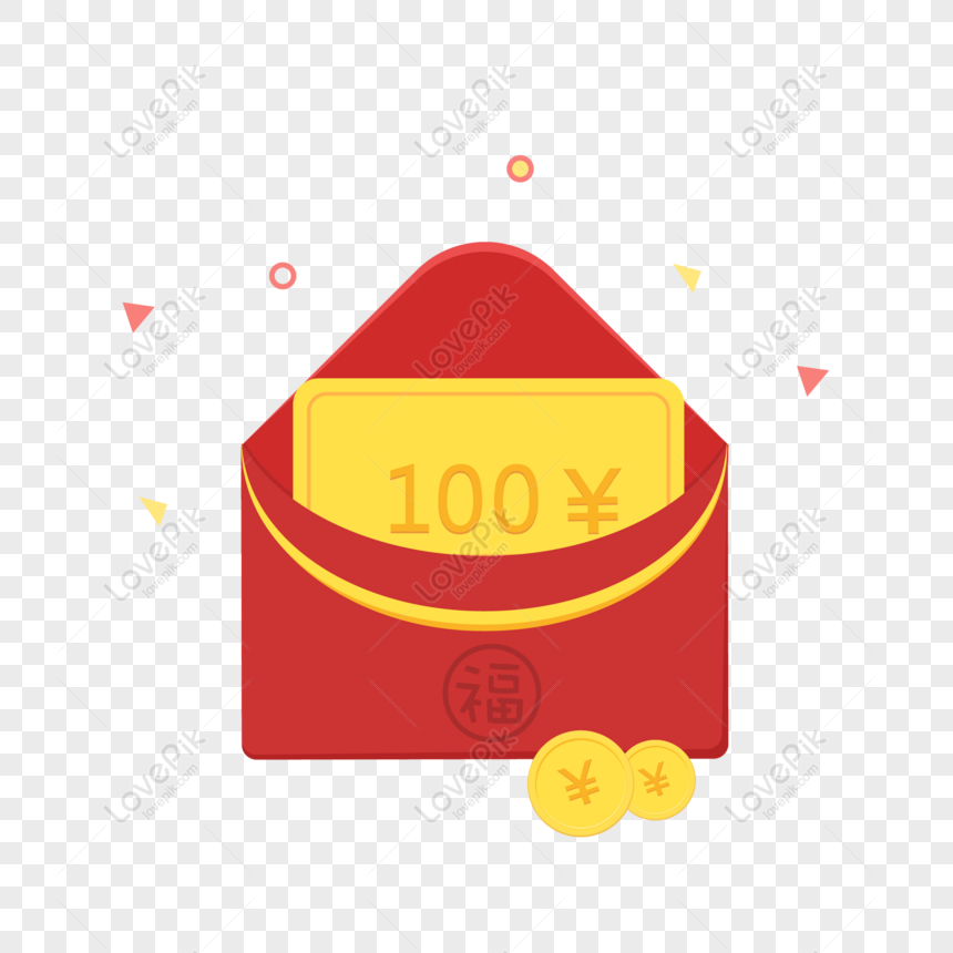 New Year Red Envelope Festive Gold Coin Red Cartoon Vector Commercial  Elements PNG Images