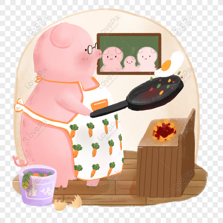 Free Zodiac Animal Pig Scrambled Eggs Cooking Cartoon Cute Children H Png Psd Image Download Size 00 00 Px Id Lovepik