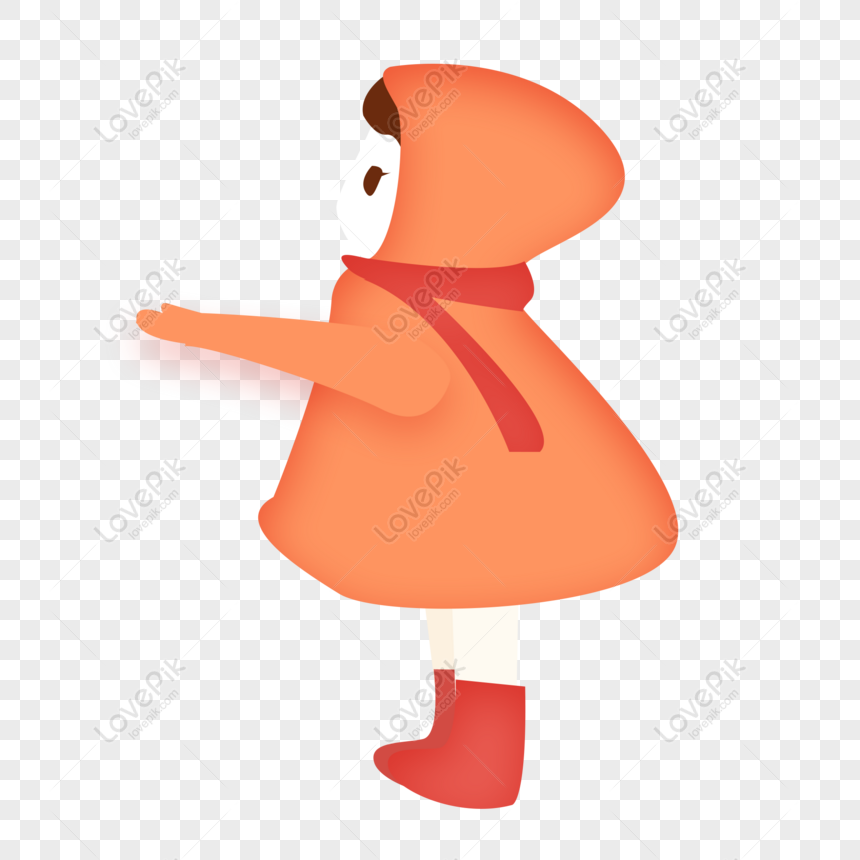 Free Cute Girl Original Elements In Orange Dress PNG Transparent ...