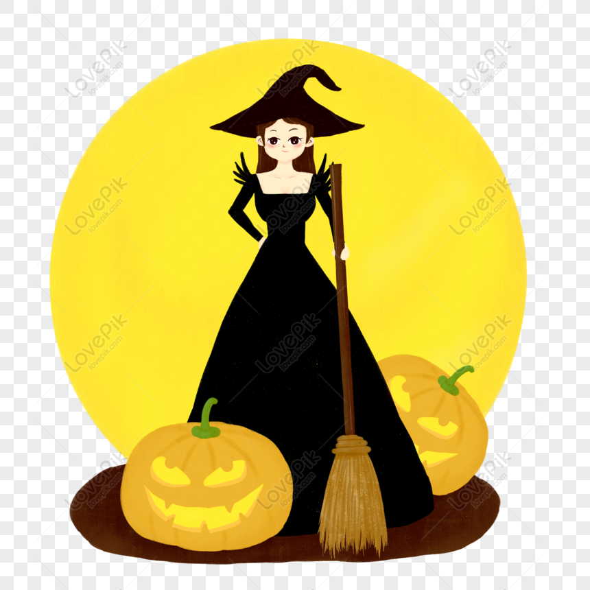 dia das Bruxas bruxa em uma vassoura, fofa pequeno bruxa menina