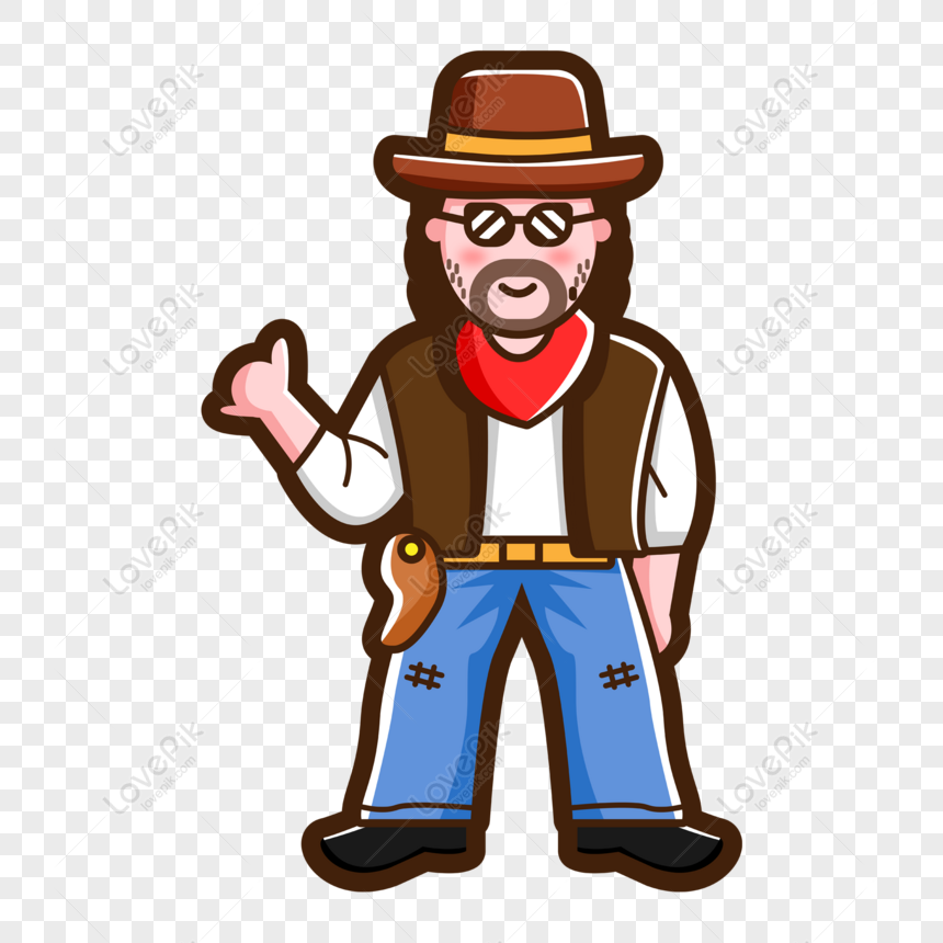 Free Original Vector Cartoon Character Element Western Cowboy Materia PNG  Hd Transparent Image PNG & AI image download - Lovepik