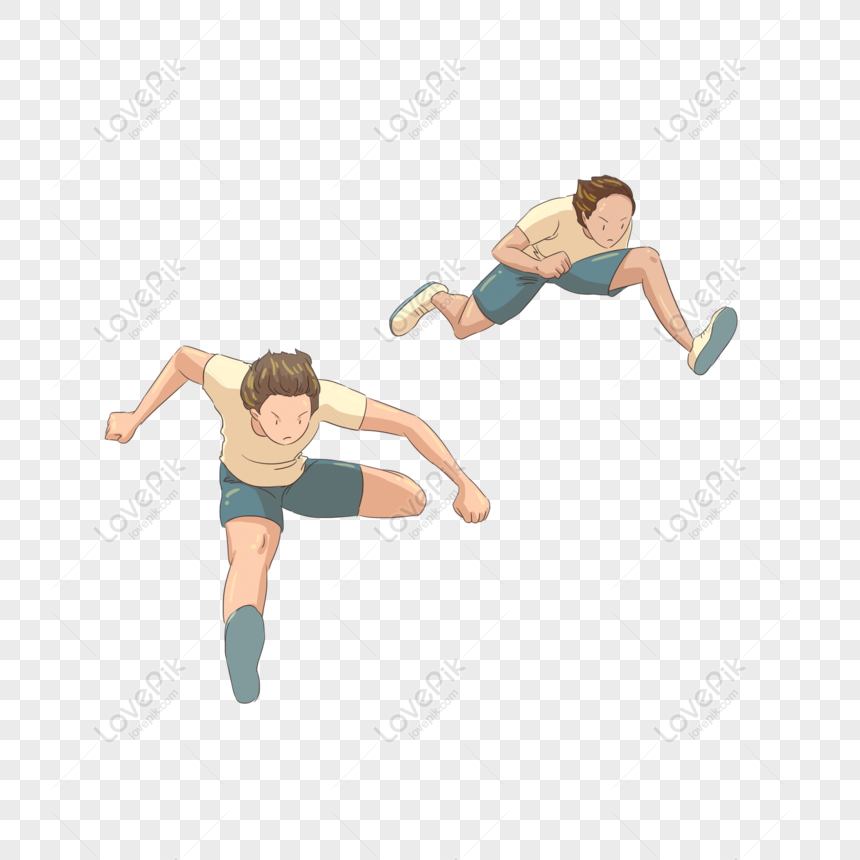 Free 100m Hurdling Boy Cartoon Element PNG Free Download PNG & PSD image  download - Lovepik
