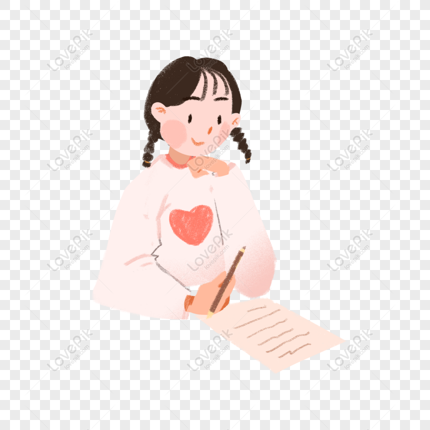 Free Girl Cartoon Element Doing Homework Png Psd Image Download Lovepik