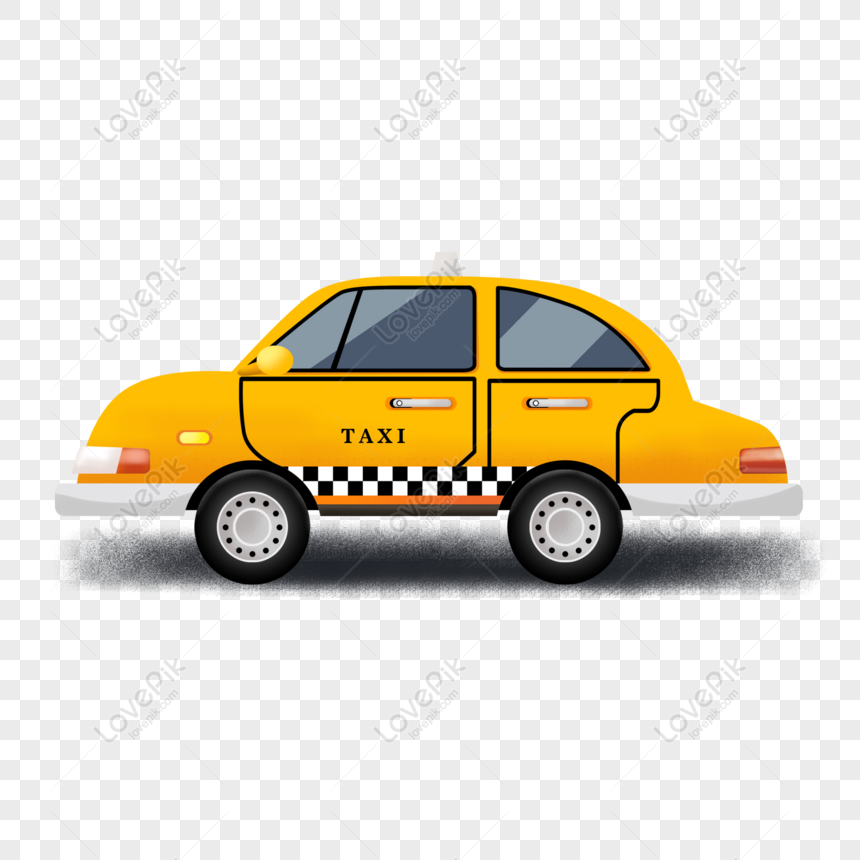 Free A Yellow Taxi Cartoon Element PNG White Transparent PNG & PSD image  download - Lovepik