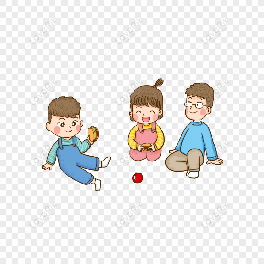 Free Kids Eating Burger Cartoon Elements PNG Hd Transparent Image PNG & PSD  image download - Lovepik