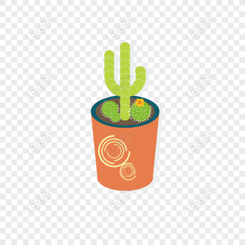 Gratis Bahan Bunga  Vektor  Tangan Ditarik Bunga  Pot  Kaktus 