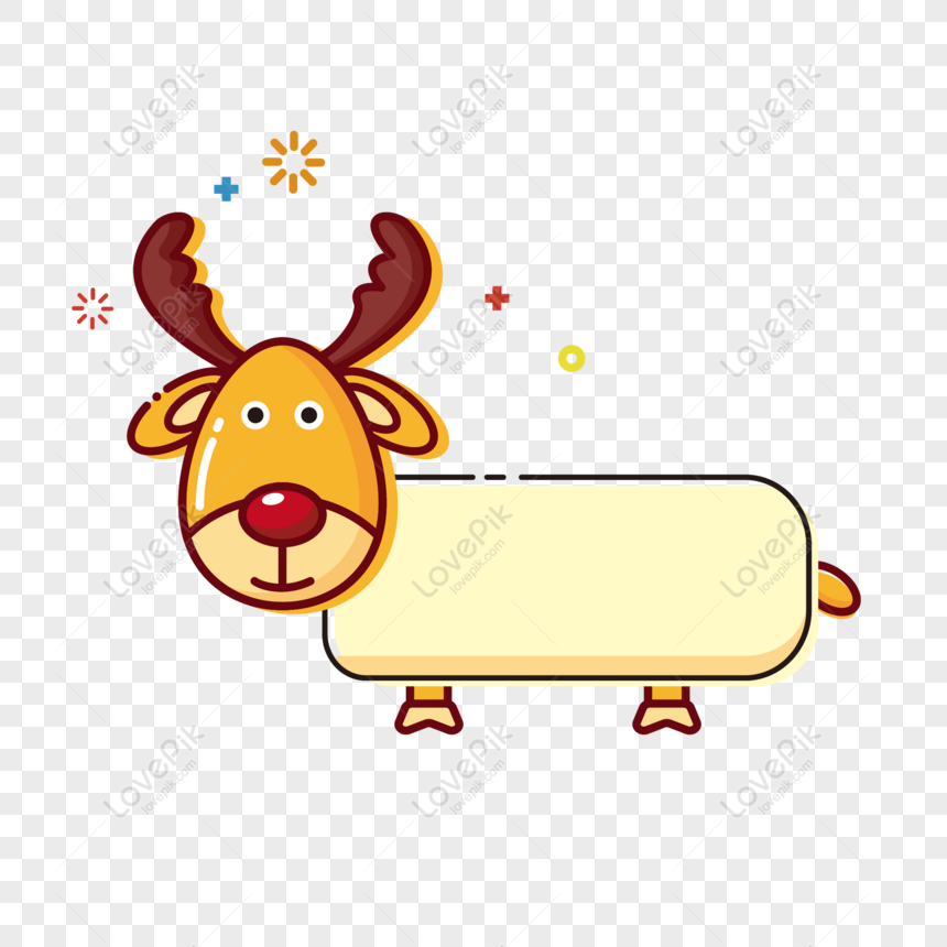 Free Deer Border Christmas Hand Drawn Cartoon Commercial Elements, Deer ...