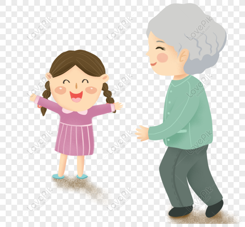 Free Girl Grandma Decorative Element PNG Transparent PNG & PSD image ...