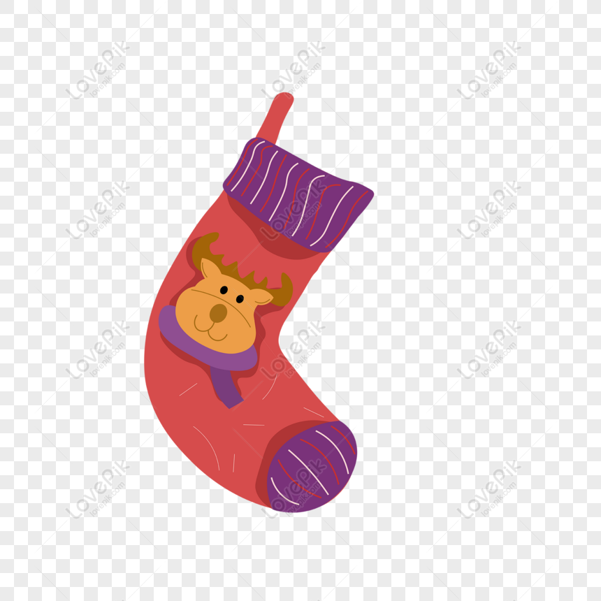 Free Christmas Moose Red Sock Element 01, Christmas, Elk, Socks PNG ...