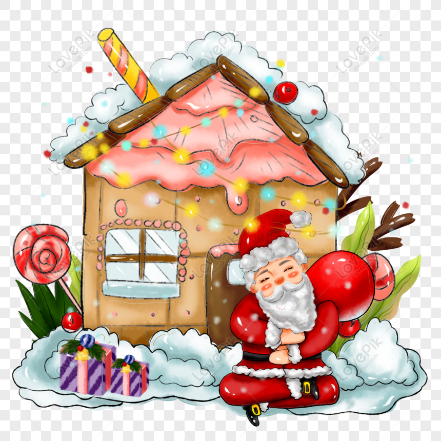 Free Commercial Hand Drawn Christmas Day Santa Gingerbread House Plan Png Psd Image Download Size 4000 4000 Px Id 832495459 Lovepik