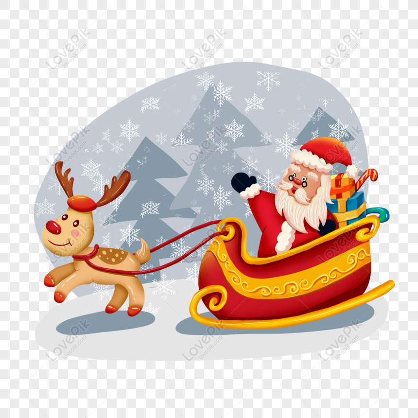Free Cartoon Santa Claus Christmas Elk Snowflake Element Giving A Gif PNG  Image Free Download PNG & PSD image download - Lovepik