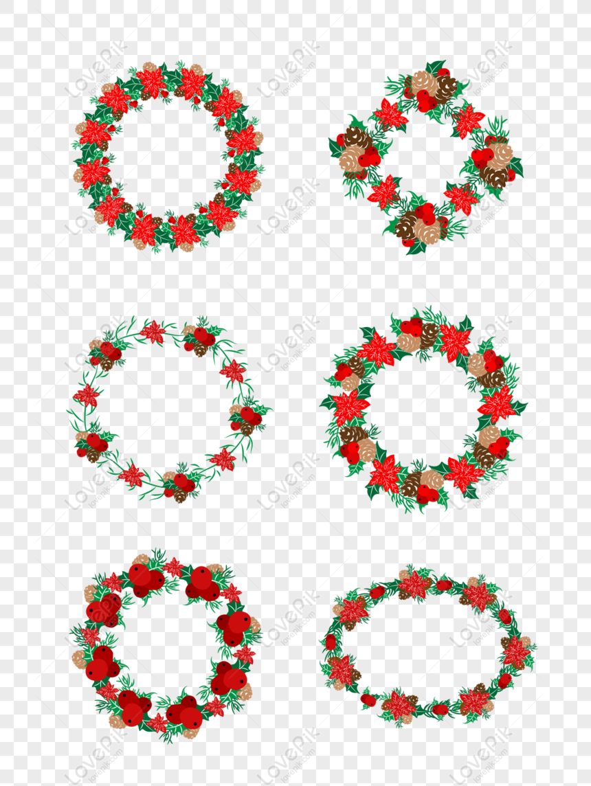 Download Free Christmas Vector Christmas Wreath Set Illustration Elements Png Psd Image Download Size 1024 1369px Id832506619 Lovepik PSD Mockup Templates