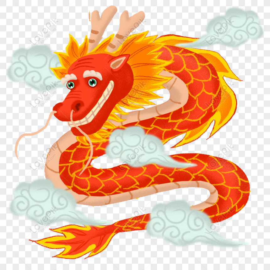 Free Hand Drawn Cartoon Cartoon Cute Chinese Dragon And Auspicious Cl PNG  Transparent Image PNG & PSD image download - Lovepik