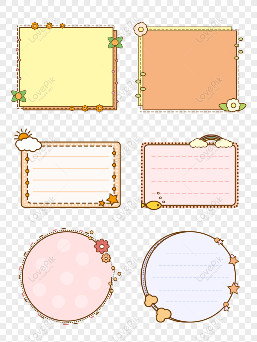 Free Cartoon Cute Hand Drawn Wind Floral Geometric Border Box Round F PNG  Transparent PNG & PSD image download - Lovepik