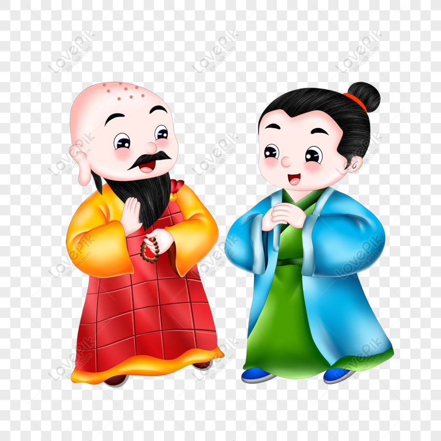 Free Cartoon Q Cute Boy And Little Monk PNG Picture PNG & PSD image  download - Lovepik