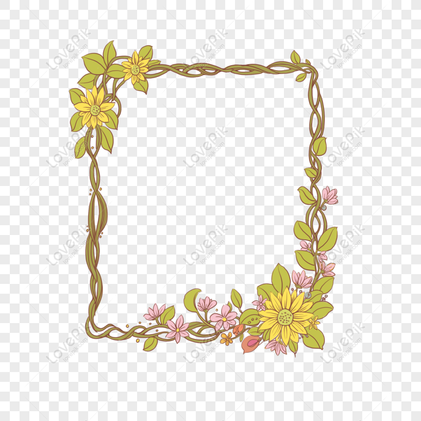 Download Free Hand Painted Plant Yellow Flower Frame Png Psd Image Download Size 2000 2000 Px Id 832569848 Lovepik PSD Mockup Templates