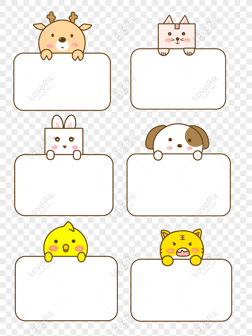 Free Cartoon Animal Cute Deer Cat Puppy Chick Tiger Border Element PNG  White Transparent PNG & PSD image download - Lovepik