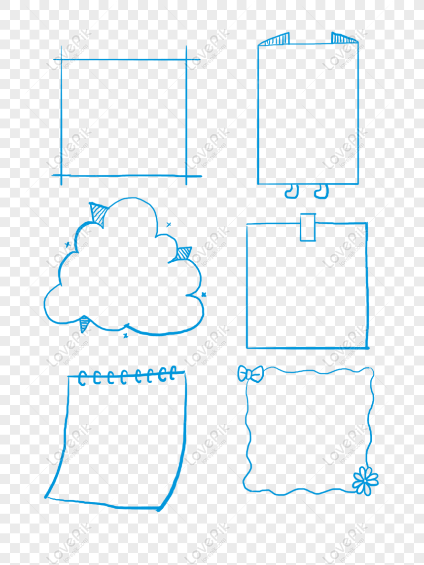 免費藍色簡約線條邊框手帳裝飾商用素材png Psd圖案下載 素材編號 Lovepik