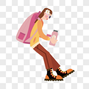 Beautiful woman carrying a huge travel bag, Hand-painted, cartoon, travel bag free png