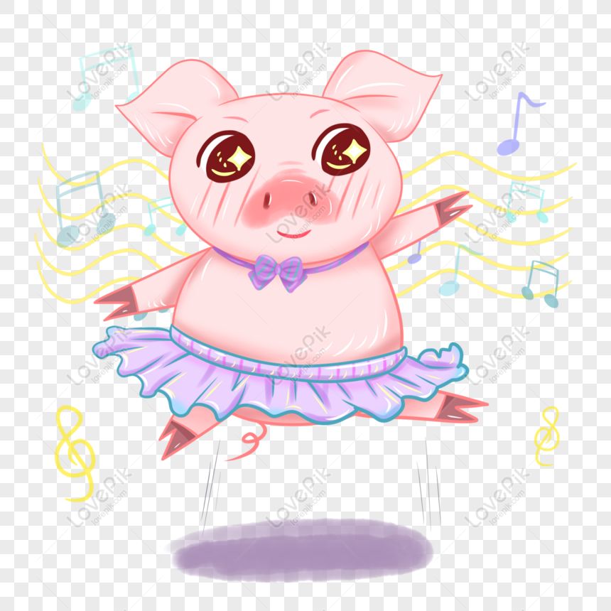 Free Commercial Cartoon Cute Ballet Pig Hand Drawn Hand & PSD image download - Lovepik
