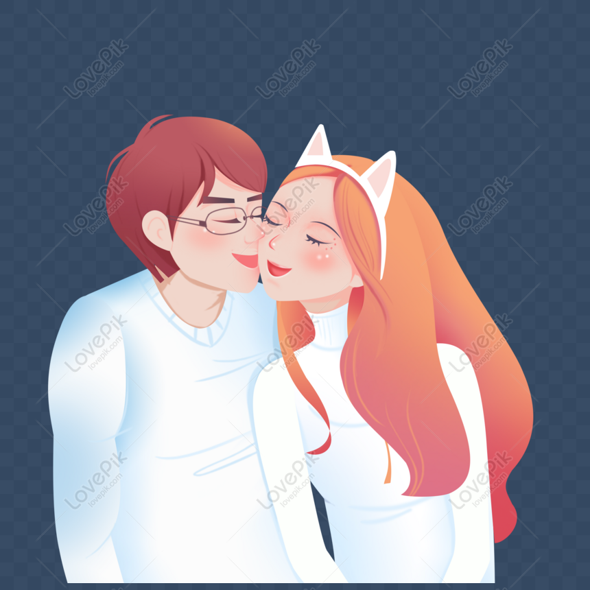 Free Hand Drawn Cartoon Boy Kissing Girl Original Element Free PNG PNG &  PSD image download - Lovepik