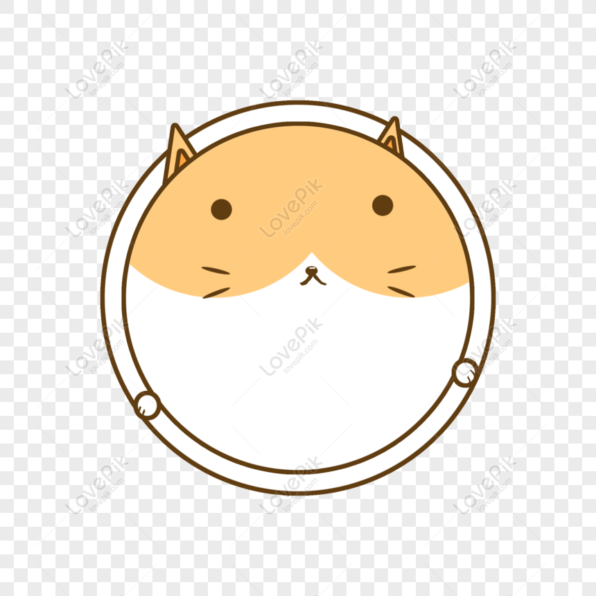 Free Cartoon Animal Round Fat Cat Orange Hand Account Cat Demi Border PNG  Image PNG & PSD image download - Lovepik