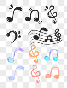 Cute hand drawn musical notes material elements, Music festival, notes, musical notes png transparent background
